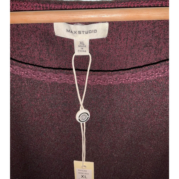 Max Studio Maxi Black Wine Dress Trumpet Sleeves Sz. XL NWT 8910J66 - Picture 6 of 9